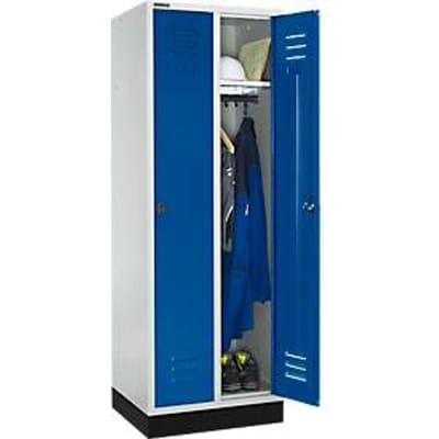 Kledinglocker met 2 compartimenten, P 630 x D 300 x H 1800 mm draaigrendelslot, met fitting, deur gentiaanblauw