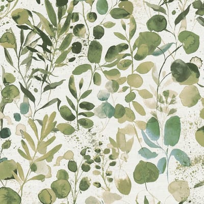 Natuur behang Profhome 396971-GU vliesbehang hardvinyl warmdruk in reliëf licht gestructureerd in aquarel stijl mat groen blauw wit 5,33 m2