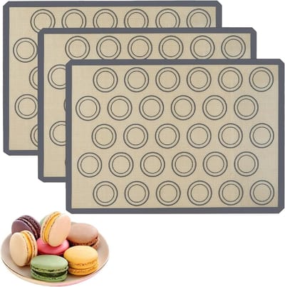 Set van 3 Siliconen Bakmatten voor Macarons, Koekjes en Brood - Antiaanbak, Herbruikbaar en Wasbaar, Ideaal voor Bakken van Taarten en Groenten