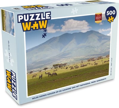 Puzzel Wilde dieren grazen op de savanne van het Nationaal park Serengeti - Legpuzzel - Puzzel 500 stukjes