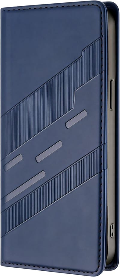Perfect Magnetisch Lederen Hoesje – Geschikt voor Samsung Galaxy S25, Telefoonhoesje met Sterke Magneet en Beschermende Case-Blauw