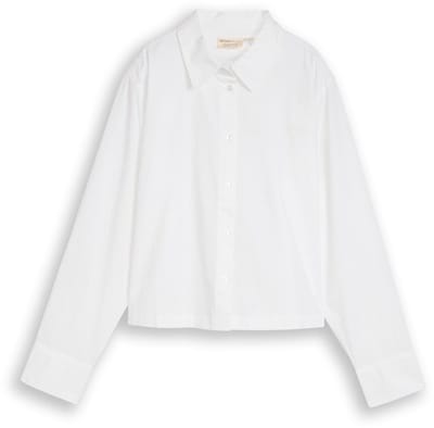 Tom Tailor Denim - Boxy fit overhemdblouse van katoen - Maat XL - White