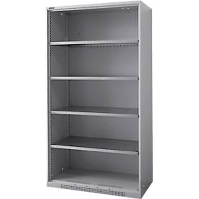 Schäfer Shop Genius legbordkast voor zware goederen  FS, plaatstaal, B 1055 x D 520 x H 1950 mm, 5 OH, wit aluminium, tot 1000 kg