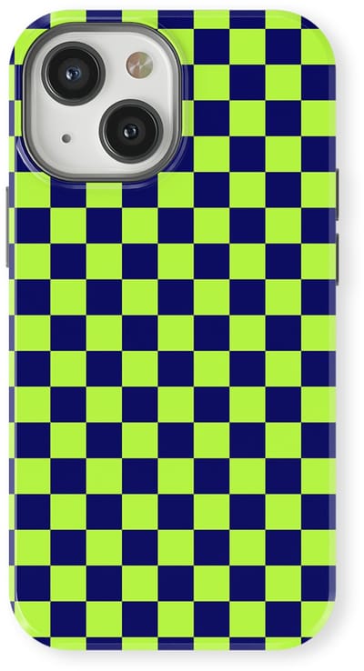 Design Hoesje geschikt voor iPhone 13 Mini | Geschikt Voor Mag | Tiny Squares Checkered Print | Backcover geschikt voor iPhone 13 Mini Acid Grid