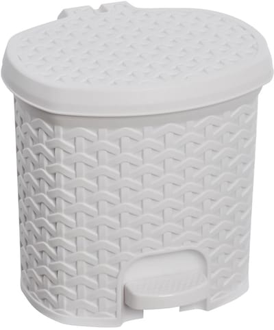 Multifunctionele Pedaalemmer met Deksel - Rieten Look - 3 Liter Inhoud - Scandi Wit