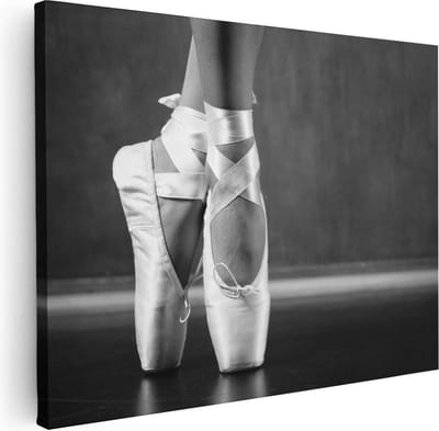 Artaza Canvas Schilderij Danseres - 40x30 cm - Klein - Muurdecoratie Ballet - Wanddecoratie Spitzen - Kamer Accessoires Zwart Wit