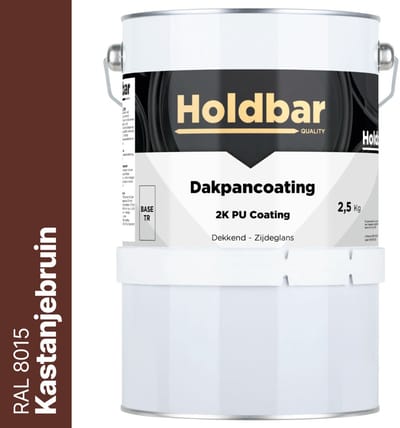 Holdbar Dakpancoating Kastanjebruin (RAL 8015) 2,5 Kg - Waterdicht - Vuil afstotend - UV-bestendig - Alle Kleuren - Dakpannen verven - Hecht op Steen, Beton, Dakpannen of Bestaande coating - 2 Componenten