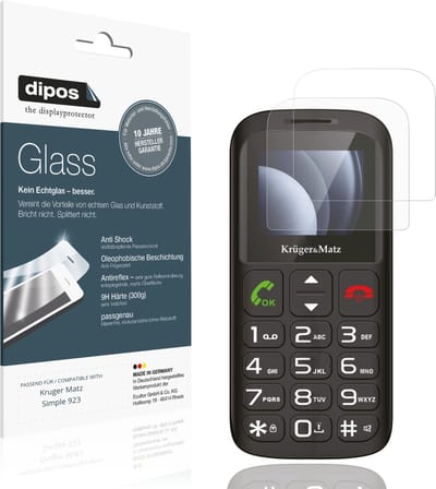 dipos – 2x Matte Pantserfolie geschikt voor Kruger Matz Simple 923 | 9H Screenprotector