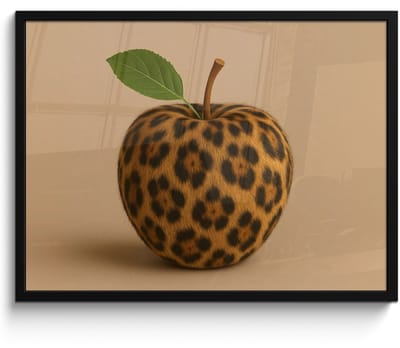 Poster in lijst - Fotolijst 70x50 cm - Posters - Appel - Panter - Blaadje - Groen - Posterlijst zwart - Decoratie - Wanddecoratie woonkamer - Muurdecoratie slaapkamer