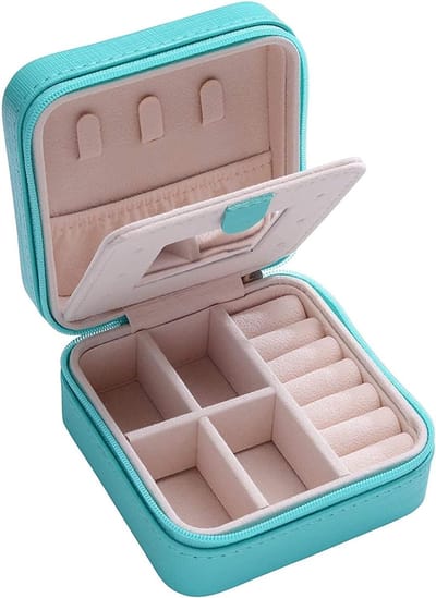 Juwelendoosje Klein - Sieraden Opberger - Reizen en Opslag - Met Spiegel - 10x10x5 cm - Groen