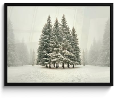 Poster in lijst - Fotolijst 80x60 cm - Posters - Bomen - Sneeuw - Wit - Posterlijst zwart - Decoratie - Wanddecoratie woonkamer - Muurdecoratie slaapkamer