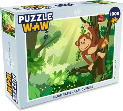 Puzzel Aap - Jungle - Jongens - Meisjes - Bloemen - Kids - Legpuzzel - Puzzel 1000 stukjes volwassenen