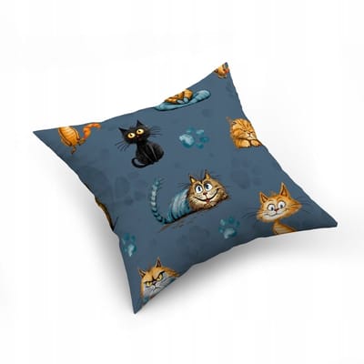 Katoenen Kussenhoes 40x40cm - Speelse Kattenprint