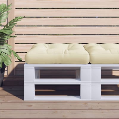 vidaXL - Palletkussen - 50x50x12 - cm - stof - crèmekleurig