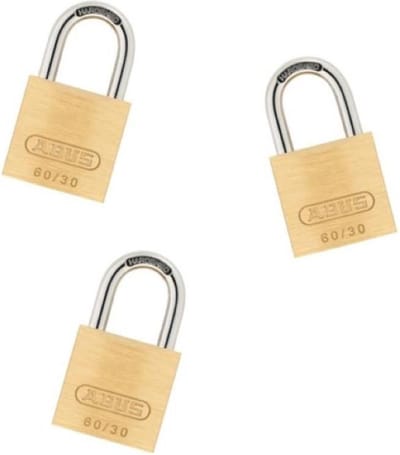 ABUS hangslot 60/30 | set van 3 STUKS gelijksluitend | messing | gehard stalen beugel | beugel Ø 4,8 mm | met 4 sleutels