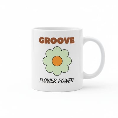 Groove Flower Power Mok – Retro Bloem Design Koffiemok – 330 ml Keramische Mok Cadeau