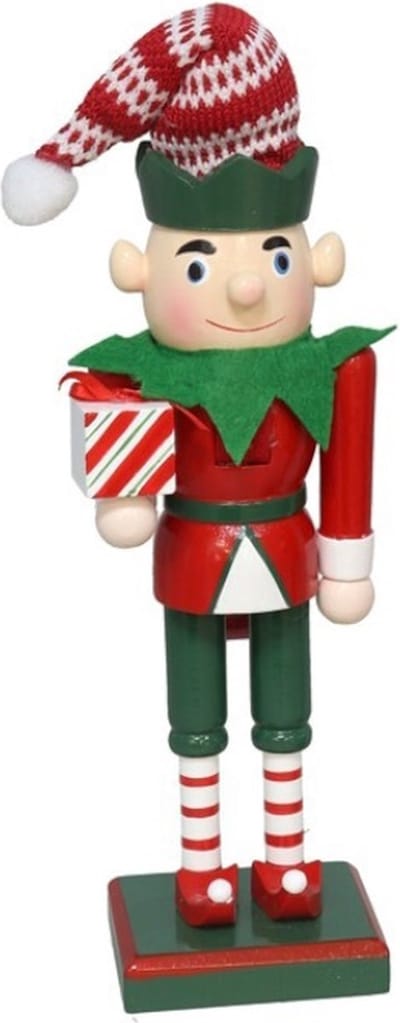 Kleine soldaat met puntmuts en cadeau - 25 cm - Kerstdecoratie