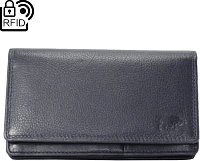 Dames Portemonnee Donderblauw Leer RFID ( Anti-Skim) - Ideale Dames Portemonnee Donkerblauw