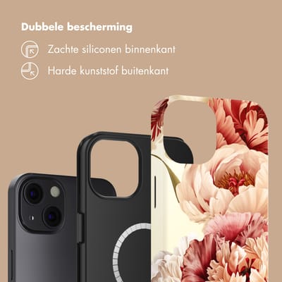 Selencia Hoesje - Geschikt voor Apple iPhone 13 - Backcover geschikt voor MagSafe - Vintage Peony