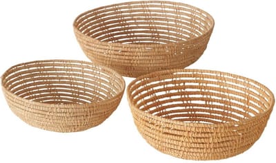 Gevlochten mand Palmina, 3 stuks, areca palm