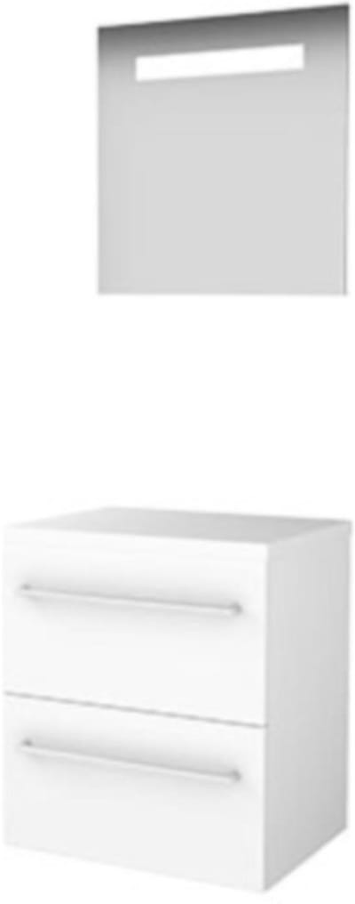 Basic-Line Economic 46 Badkamermeubelset - 60 x 46 cm - Met Grepen - 2 Lades - Wastafelblad - Spiegel met LED Verlichting - Ice White