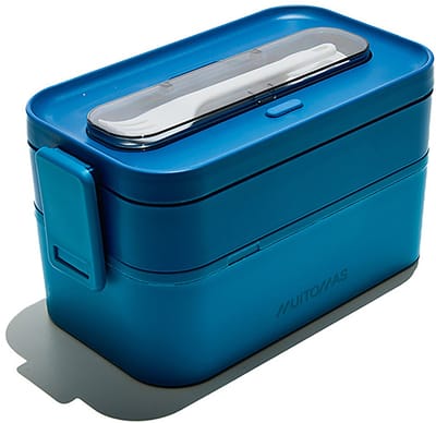 Muitomas Lunchtrommel - 1,7 Liter – Verschillende compartimenten – Magnetron & vaatwasser bestendig - Inclusief bestek - Blauw