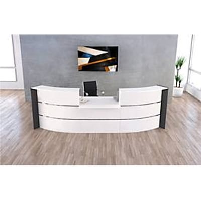 Grote ontvangstbalie Faro, met lage module, kabelgeleiding, B 3240 x D 1230 x 1120 mm, wit/antraciet