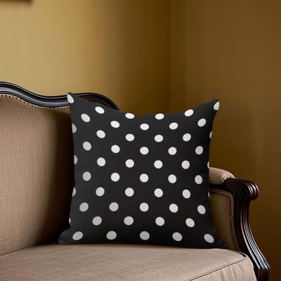 Zwart-witte stippen vierkante Jacquard Kussenhoes voor Bank Kantoor Lendenkussenhoes Huis Decoratieve Kussensloop 45x45cm