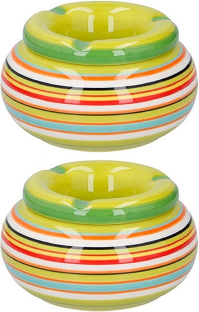 G.Wurm Storm asbak Casablanca - 2x stuks - Keramiek - oranje/multi kleuren - 11 x 6 cm