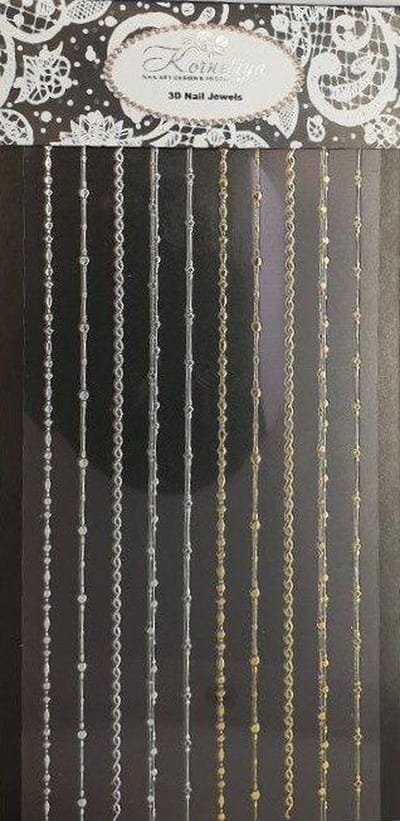 Nail Art Stickers - Nagel Stickers - Korneliya 3D Nail Jewels XL - XL13 Lines and little dots