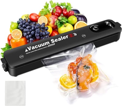 Elektrische vacuümverpakkingsmachine voor voedsel - tot 8x langer vers - geschikt voor zakken tot 28 cm - inclusief 10 vacuümfoliezakjes - BPA-vrij