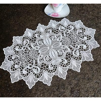 Tapis de table ovale brodé Tapis de table de Noël Tapis de table en tissu pour dîner de mariage Décoration de table de cuisine et accessoires pour la maison Oval 30X42CM