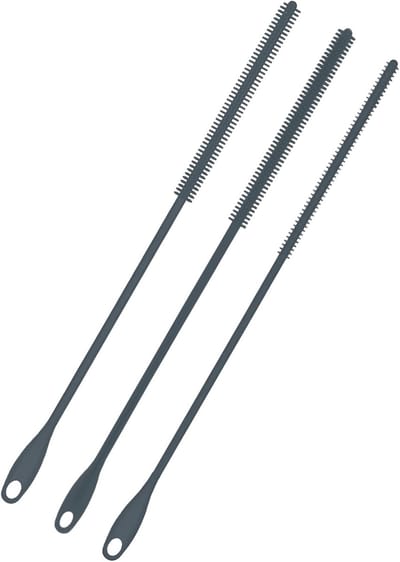 3 Stuks Reinigingsborstel, 24 cm Extra Lange Siliconen Rietjesborstel 6/8/10 mm Herbruikbare Rietjesreiniger voor Waterflessen Kierenborstel Pijpenragers Keukenreinigingsgereedschap (Grijs)