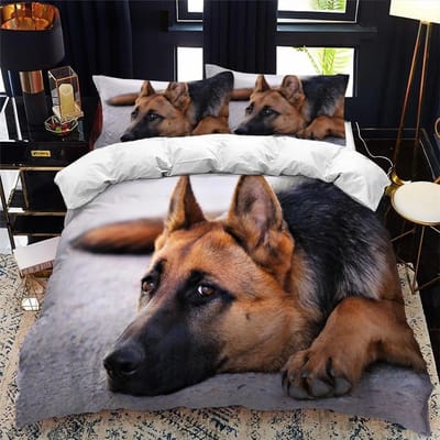 Duitse Herder Dekbedovertrek King Queen 3D Mooi Hondenpatroon Beddengoedset voor Kinderen Jongens Meisjes Schattige Huisdier Puppy Zachte Dekbedovertrek 70x133cm 2pcs
