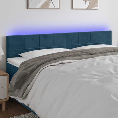 vidaXL - Hoofdbord - LED - 180x5x78/88 - cm - fluweel - donkerblauw