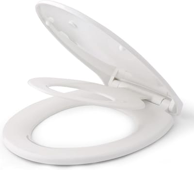 Toiletdeksel met magnetisch kinderzitje softclose mechanisme verstelbaar scharnier quick-release functie O-vorm PP wc-bril (447 x 371 x 55 mm) Toiletbril voor kinderen