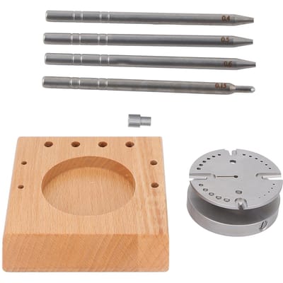 Uurwerk Balanswiel Stand Houten Basis Pin Punch Uurwerk Balanswiel Haarveer Houder Set gray