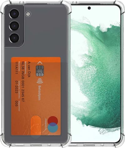 Smartphonica Telefoonhoesje Geschikt voor Samsung Galaxy S22 met Pasjeshouder Doorzichtig Siliconen - Transparant TPU Shockproof Backcover Case with Card Slot geschikt voor Samsung Galaxy S22
