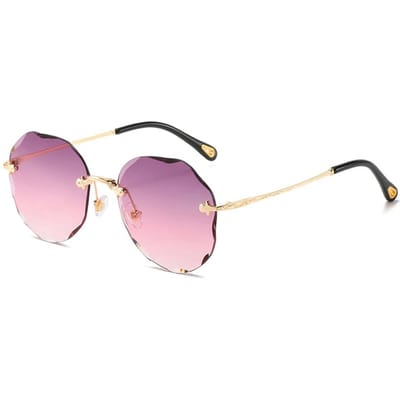 Ronde Randloze Zonnebril Dames Heren Vintage Mode Verloop Zonnebril Nieuwe Stijlvolle Dames Heren Bril Cadeau pink