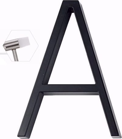 Amato Black letter A - 125mm - tijdelijk met Mini Hamer va 2 stuks - zwart modern huisnummer - zwart huisnummer - huisnummer zwart - Letter A - tijdelijk ACTIE bij afname van 2 of meer Amato huisnummers één Mini Hamer