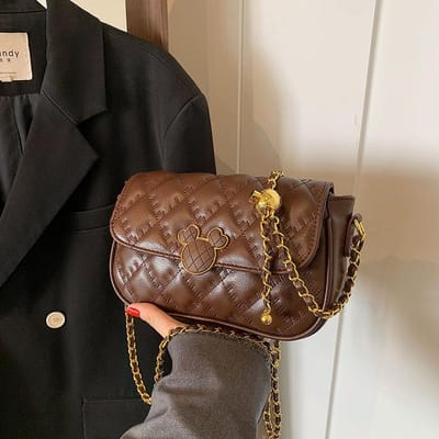 Frisse en Zoete Crossbody Ketting Kleine Vierkante Tas Klassiek Diamant Geurige Schattige Trendy Dames Tas brown
