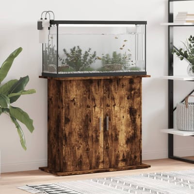 vidaXL - Aquariumstandaard - 81x36x73 - cm - bewerkt - hout - gerookt - eikenkleurig