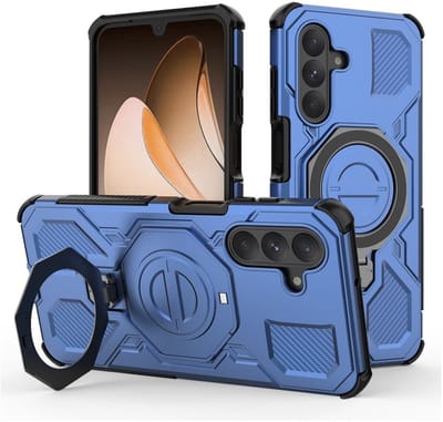 Hoesje geschikt voor Samsung Galaxy A26 | Compatibel met MagSafe / Qi2 | 360° Draaibare Magnetische Standaard | Back Cover Kickstand Ring | Blauw