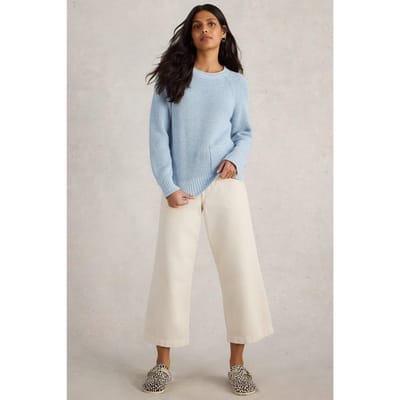 White Stuff Bailey Cotton Jumper Mid Blue Maat: 10 | Sweaters Outlet | Dames | Blauw