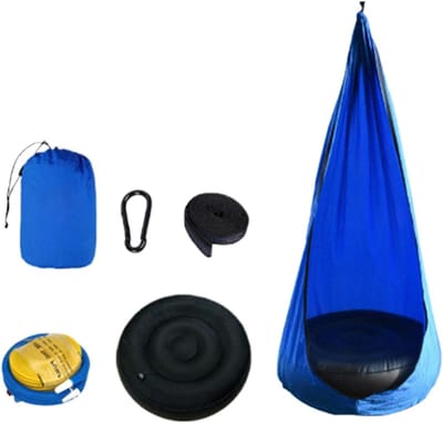 Hangmatstoel - Schommelstoel Kinderen - Fantasierijk Spelen - 360 Graden Draaibaar - 140 x 70 cm - Blauw