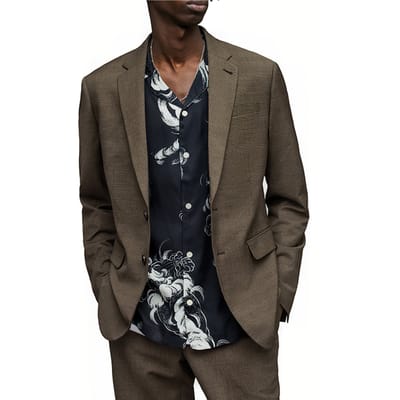 AllSaints Lenox Blazer Brown Size: 40 | Blazers Outlet | Heren | Zwart