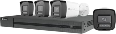 EZVIZ H3K PoE 4K Kit - 4x Beveiligingscamera Buiten – AI-detectie, Nachtvisie & Active Defense - IP67 – PoE & SD