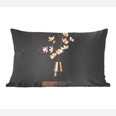 Sierkussens - Kussentjes Woonkamer - 60x40 cm - Sierlijk - Boeket - Goud - Vaas
