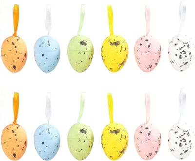 Paasdecoratie Set - Paaseieren Hangend - Feestelijke Versiering - Herbruikbaar Materiaal - 3x4 cm - Multicolor
