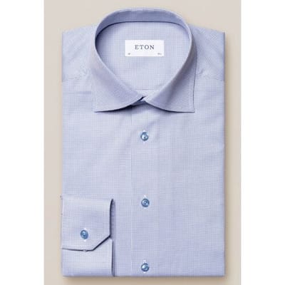 Eton Overhemd Signature Twill Pin Dot Blauw / male